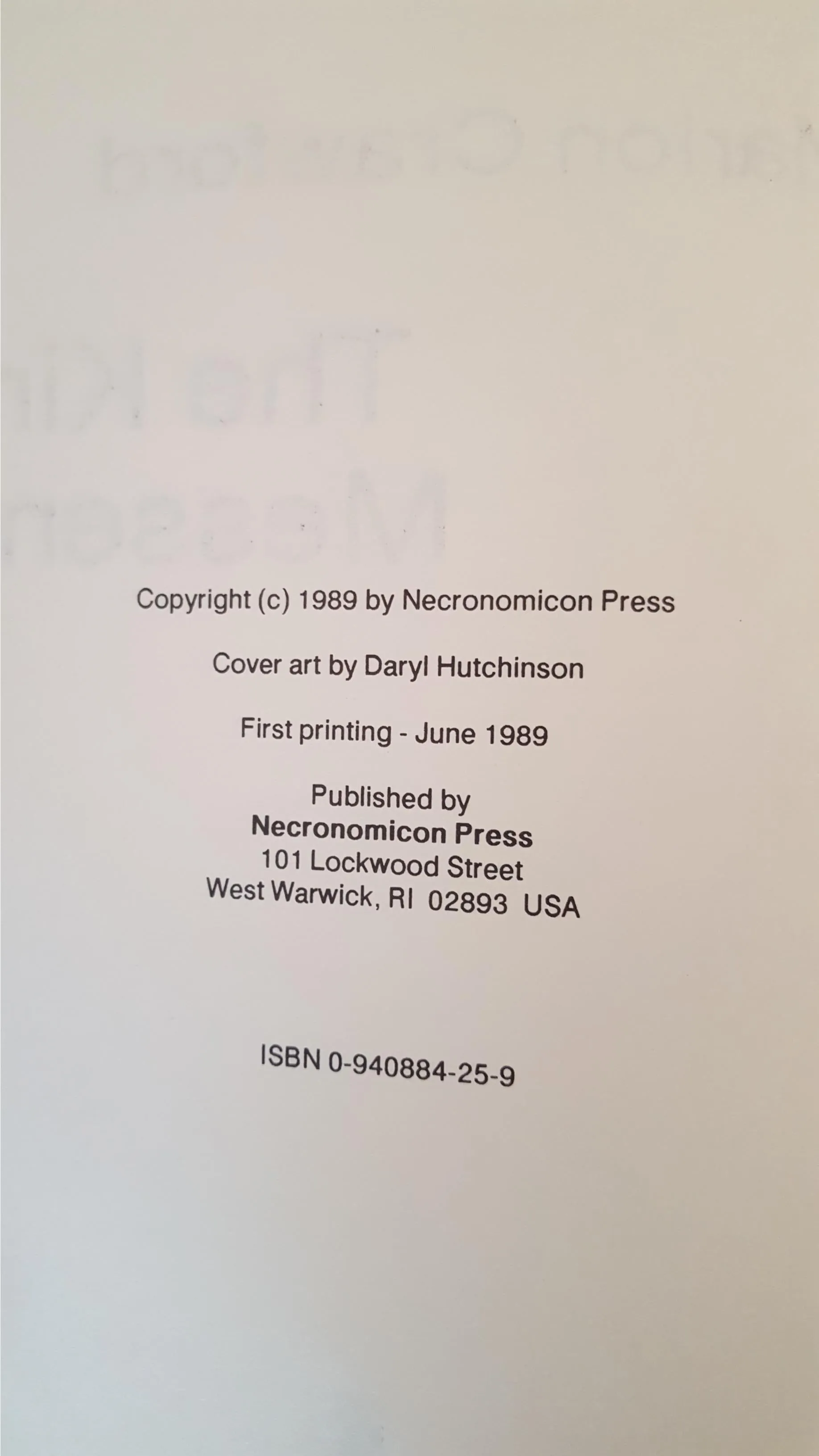 F Marion Crawford - The King's Messenger, Necronomicon, June 1989