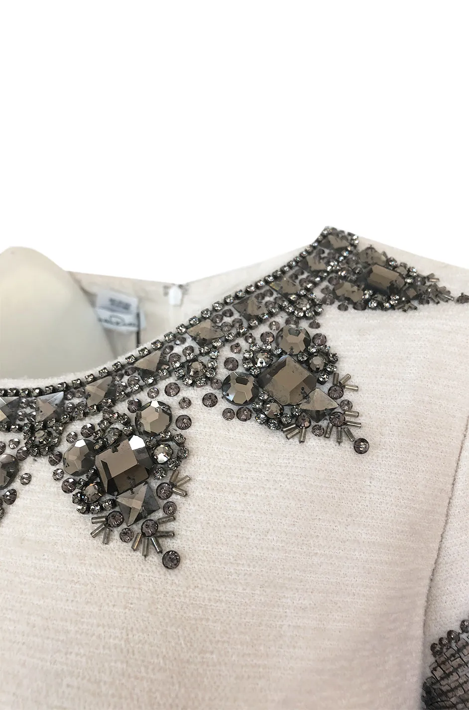 Fall 2007 Oscar de la Renta Sequin & Bead on Ivory Boucle Wool Runway Dress