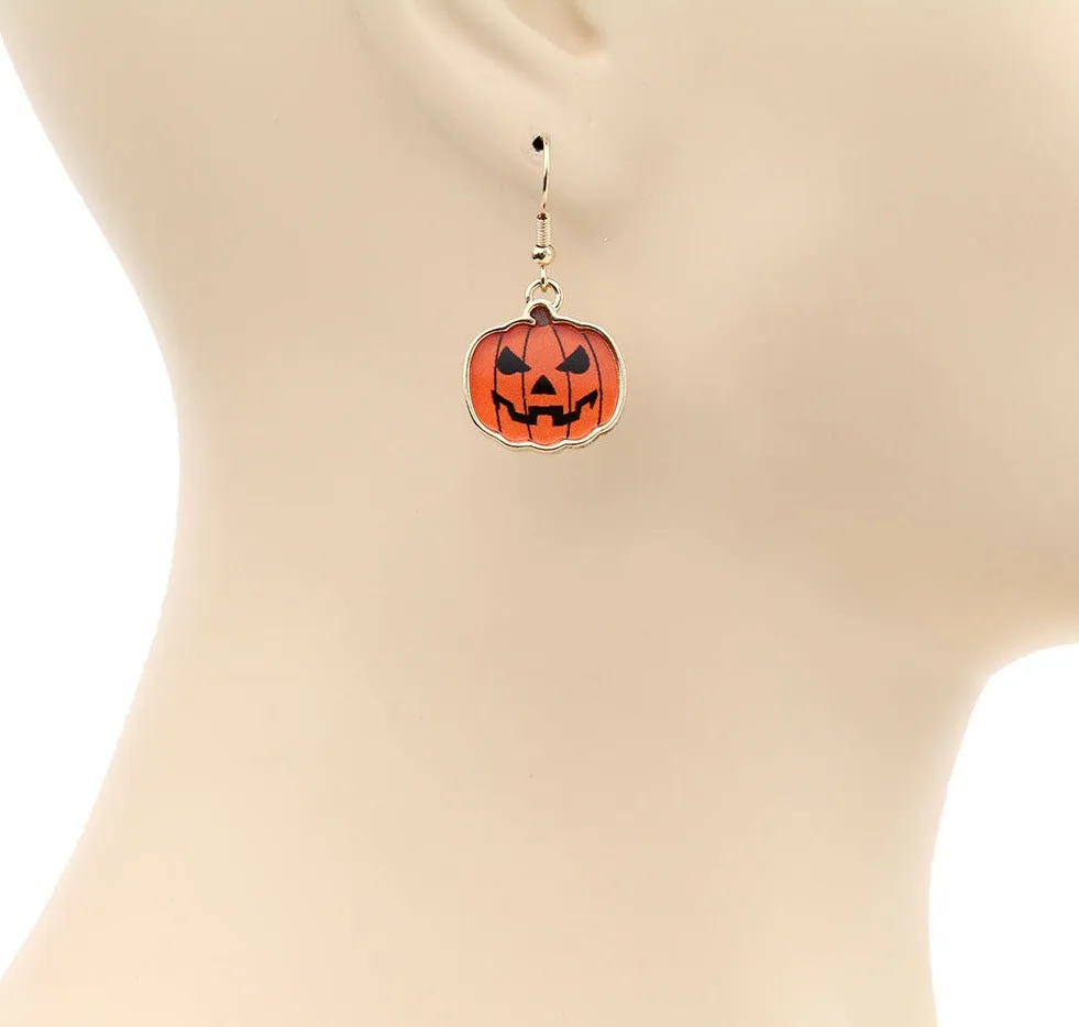 Fall Harvest Pumpkin Bubble Fish Hook Earrings