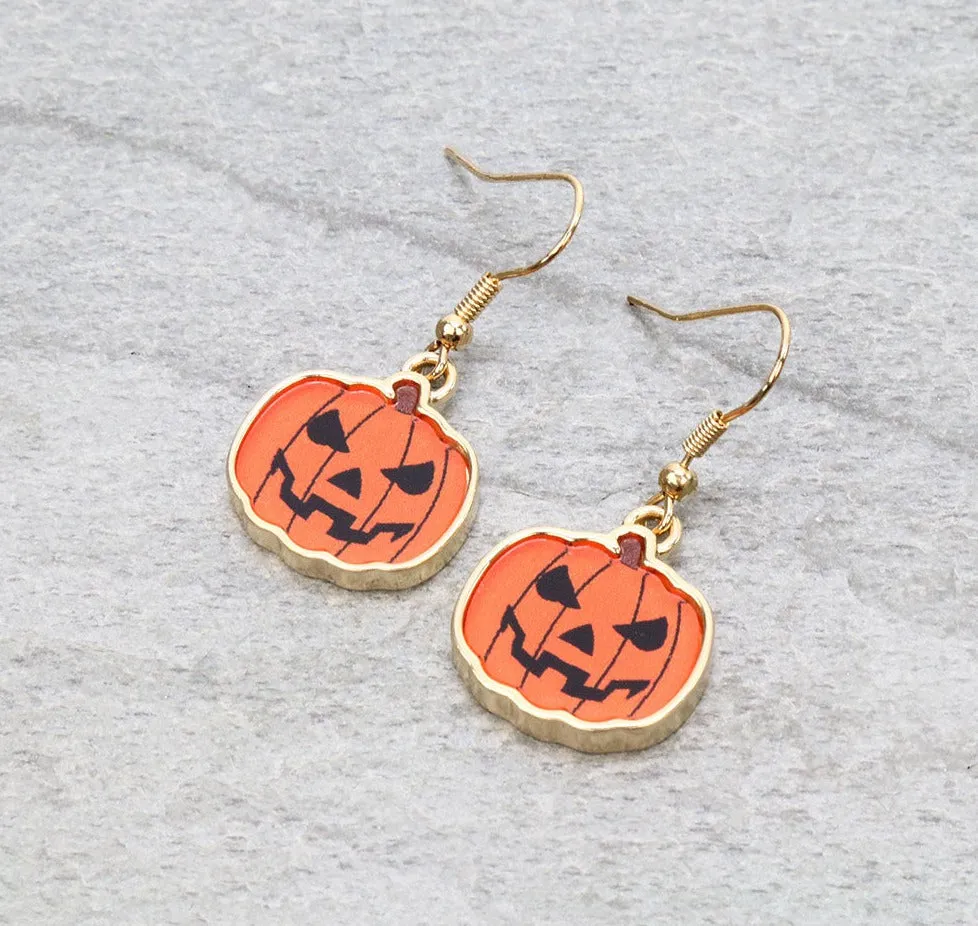 Fall Harvest Pumpkin Bubble Fish Hook Earrings