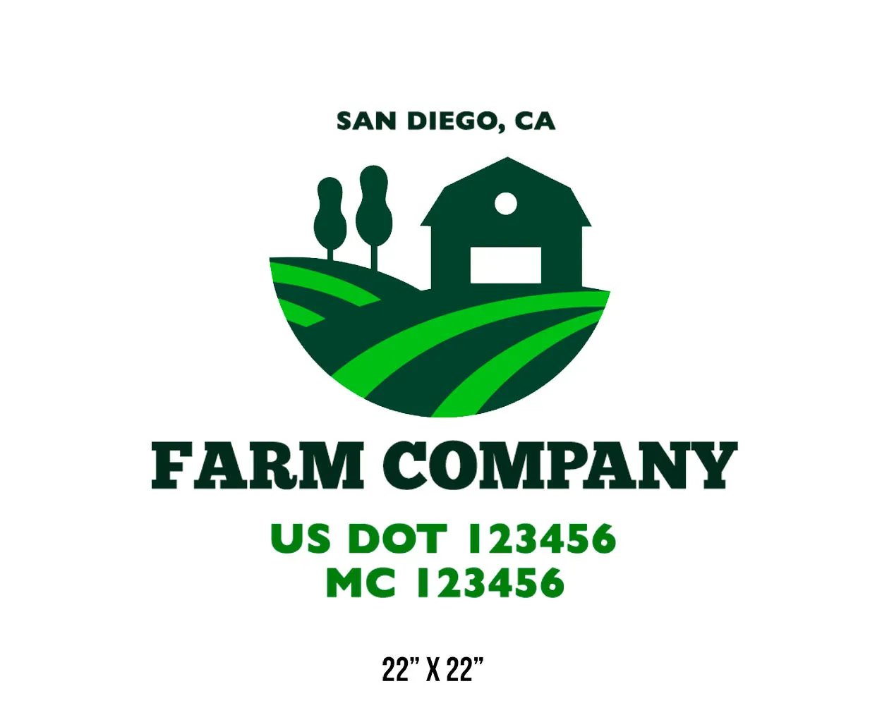 Farm Company Name Truck Decal (USDOT), 2 Pack