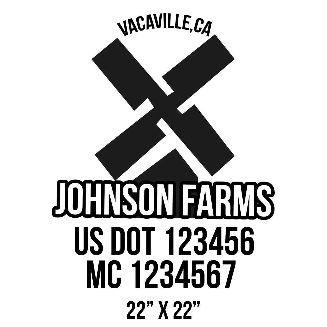 Farm Company Name Truck Decal (USDOT), 2 Pack