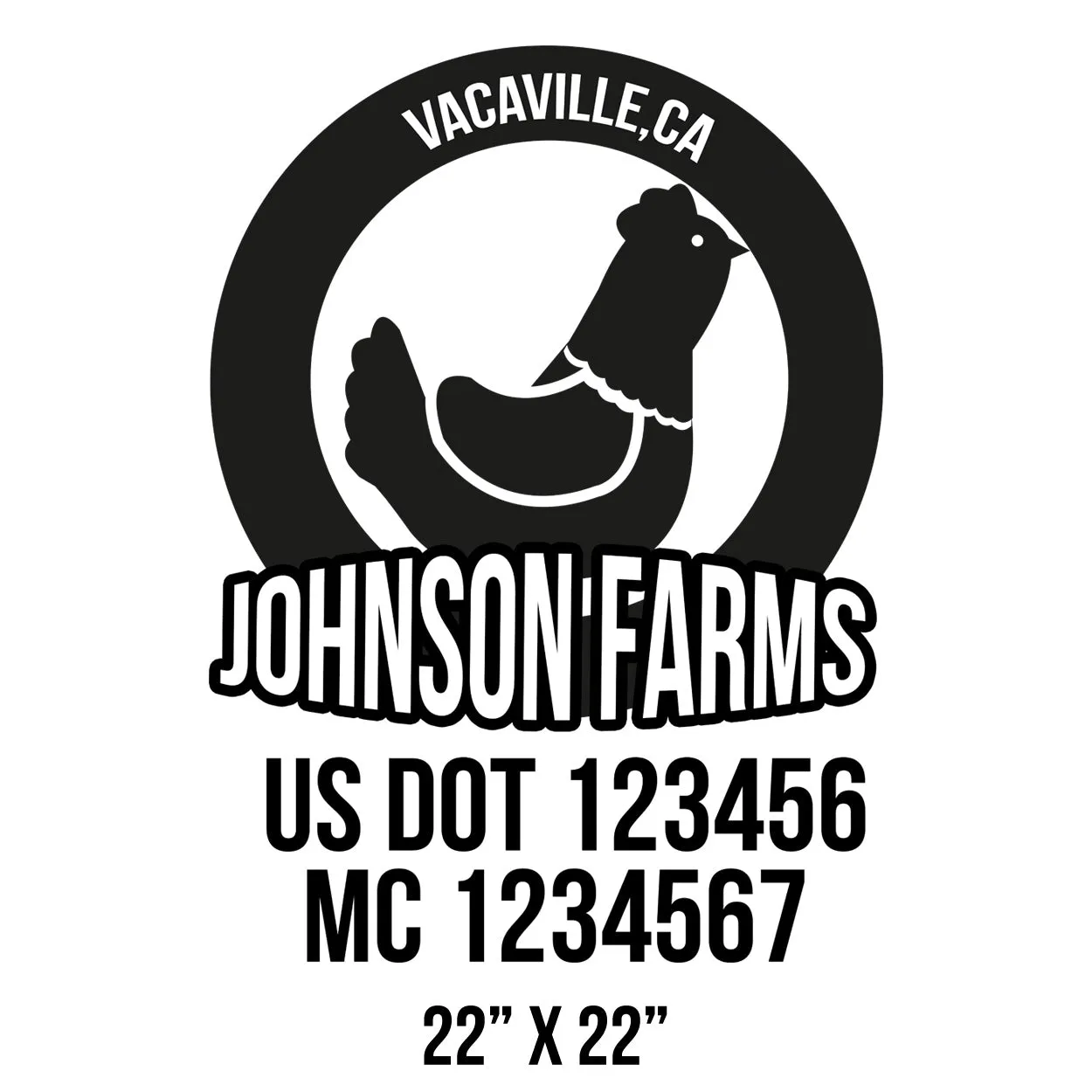 Farm Company Name Truck Decal (USDOT), 2 Pack