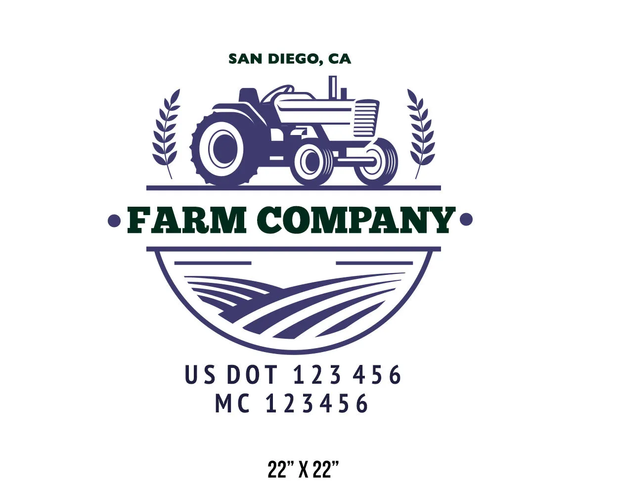 Farm Company Name Truck Decal (USDOT), 2 Pack