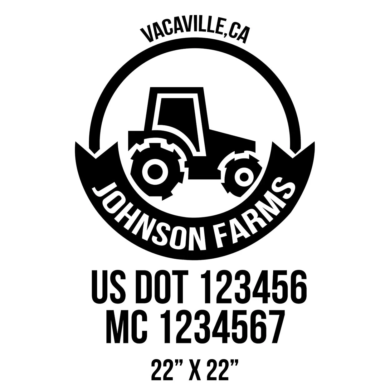 Farm Company Name Truck Decal (USDOT), 2 Pack