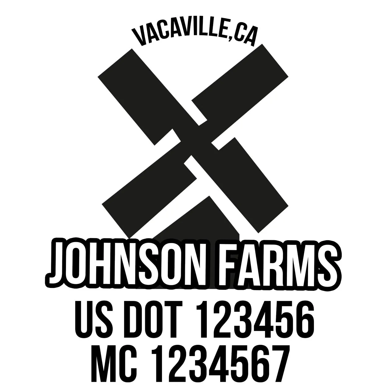 Farm Company Name Truck Decal (USDOT), 2 Pack