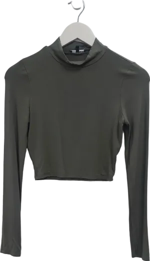 Fashion Nova Green Mock Neck Long Sleeve Top UK S