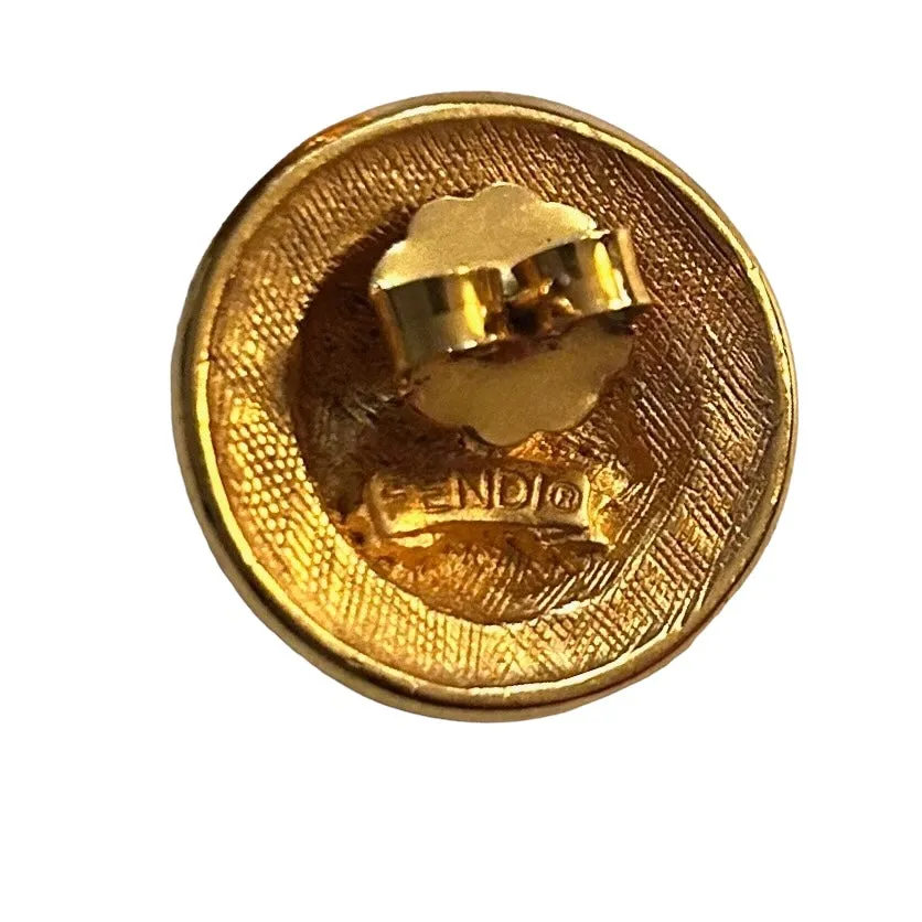 FENDI-1990s Gold Tone Metal Button Earrings
