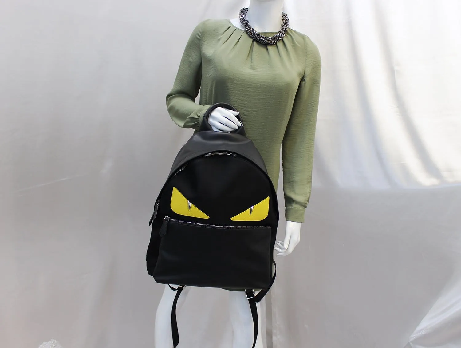 FENDI Black Large Monster Eyes Backpack Bag