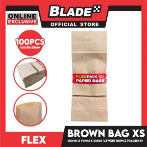 Flex Brown Paper Bag #1  XS 90mm x 160mm x 55mm (100pcs/pack) PBAG151