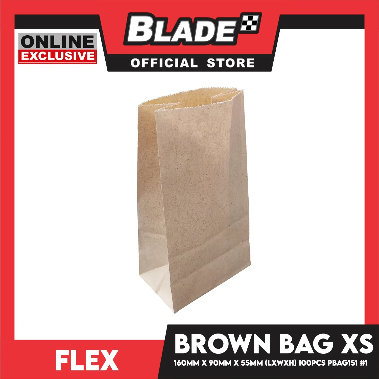 Flex Brown Paper Bag #1  XS 90mm x 160mm x 55mm (100pcs/pack) PBAG151