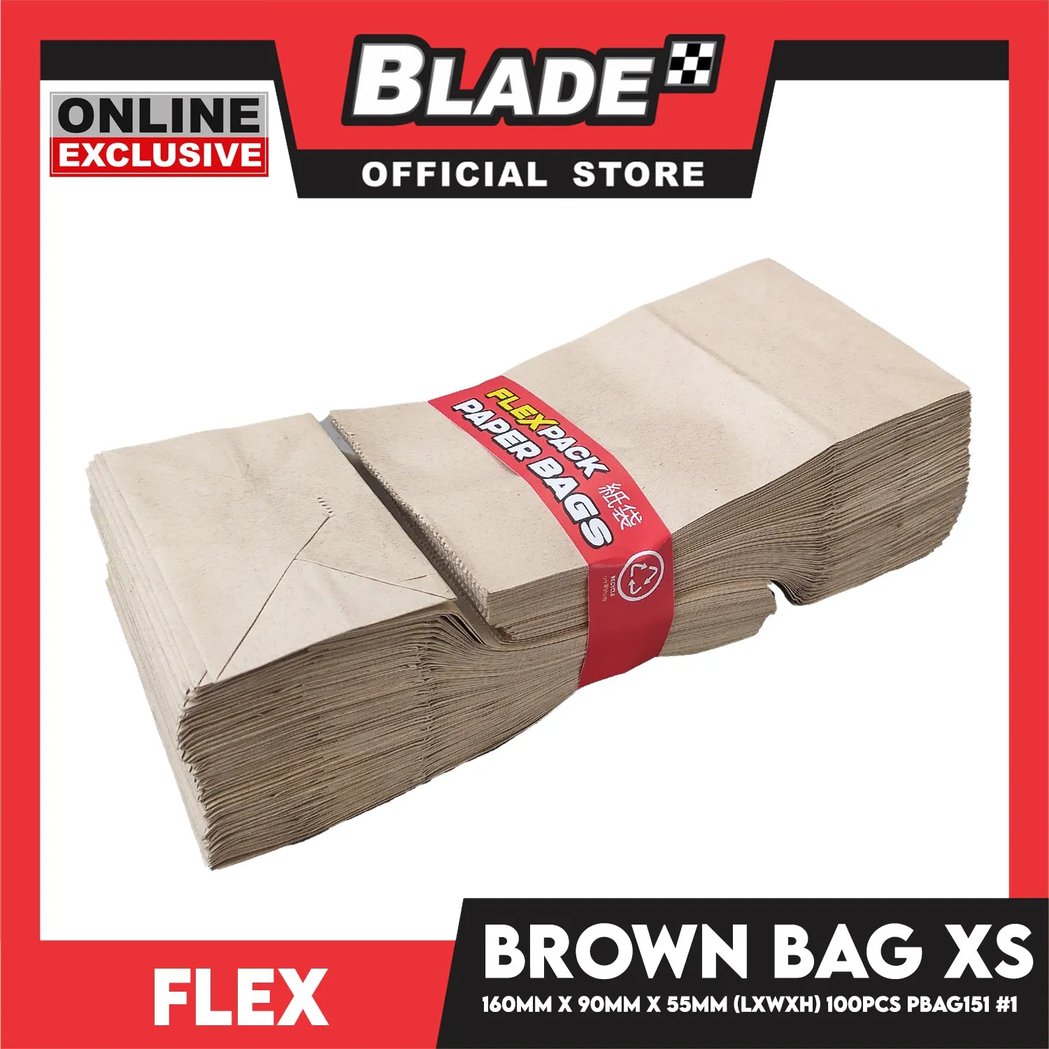 Flex Brown Paper Bag #1  XS 90mm x 160mm x 55mm (100pcs/pack) PBAG151