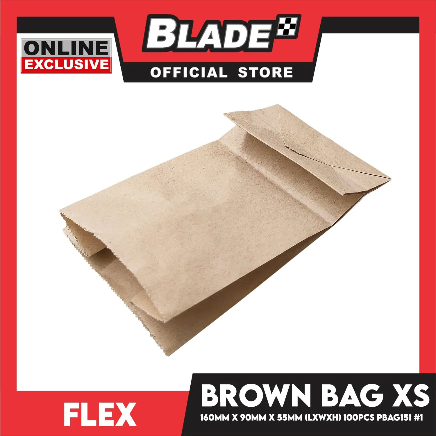 Flex Brown Paper Bag #1  XS 90mm x 160mm x 55mm (100pcs/pack) PBAG151