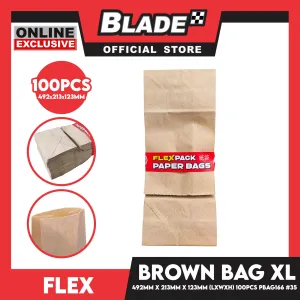 Flex Brown Paper Bag #35 XL 213mm x 492mm x 123mm (100pcs/pack) PBAG166