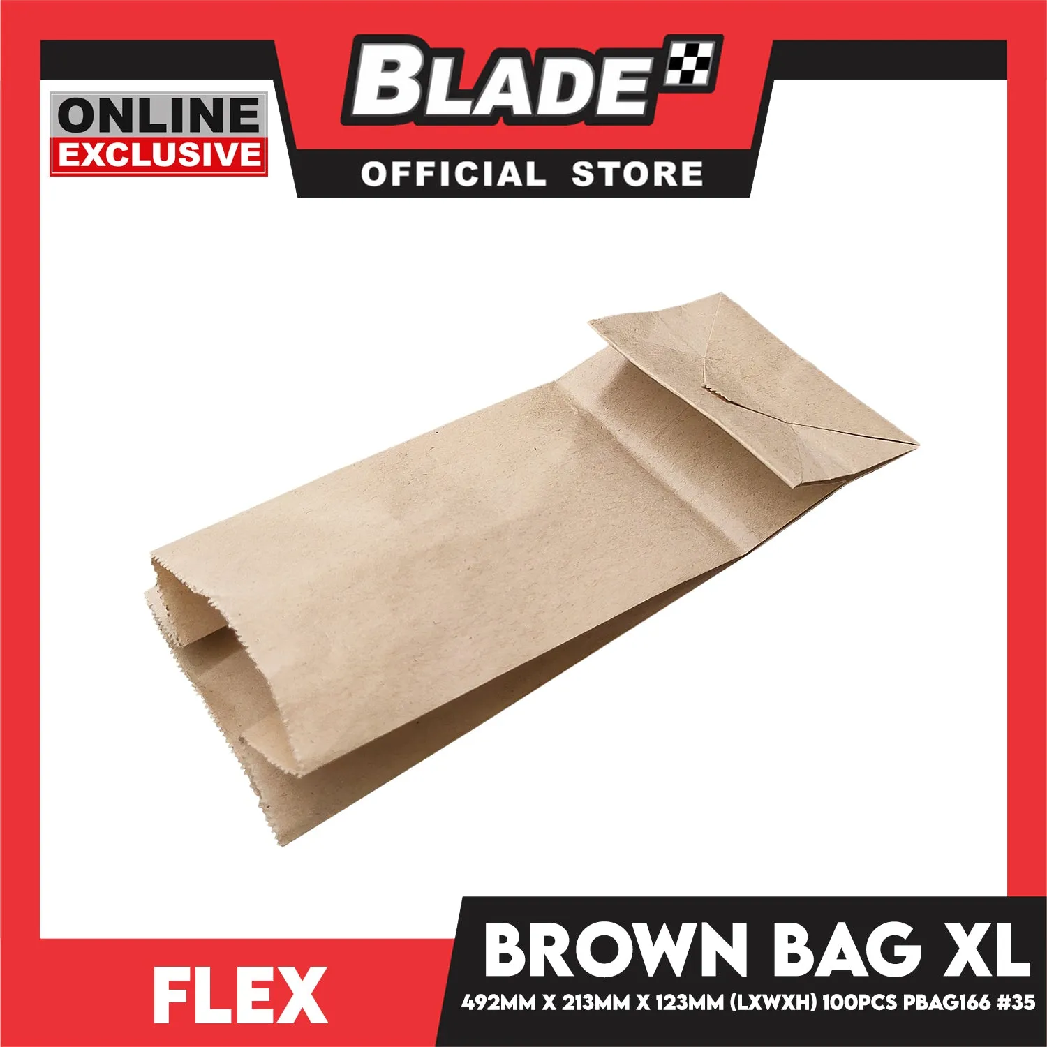 Flex Brown Paper Bag #35 XL 213mm x 492mm x 123mm (100pcs/pack) PBAG166