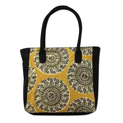 Floral Mandalas Block Print Cotton Tote Bag