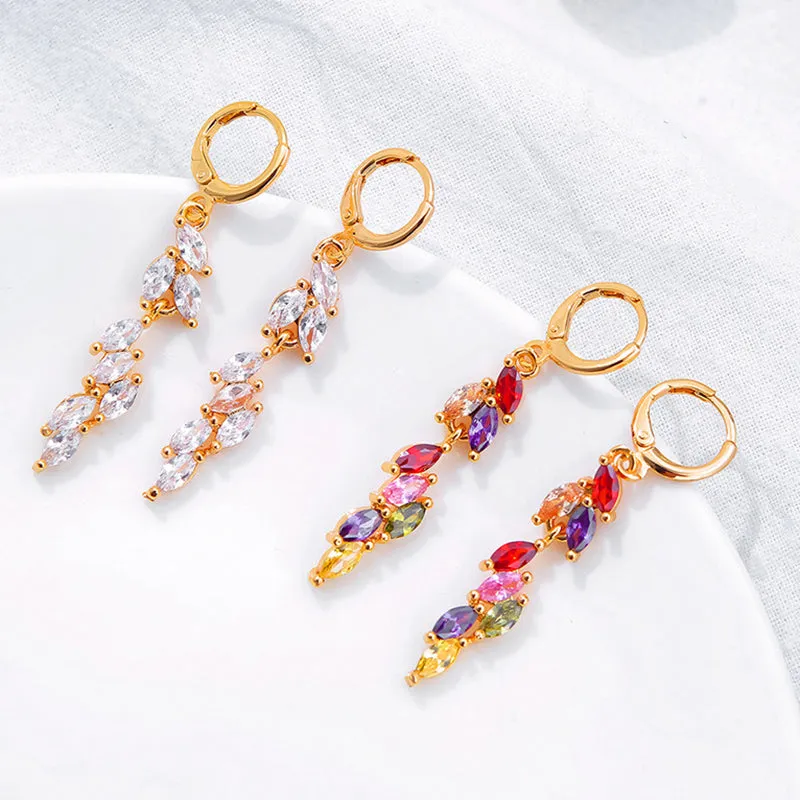 Fringed Eearrings Simple Copper Plated Earrings With Zircon Stud Earrings