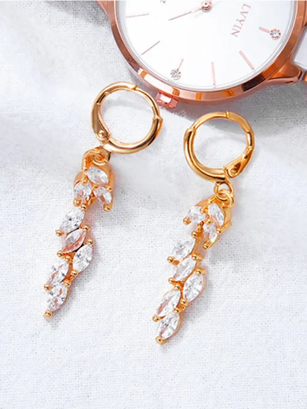 Fringed Eearrings Simple Copper Plated Earrings With Zircon Stud Earrings