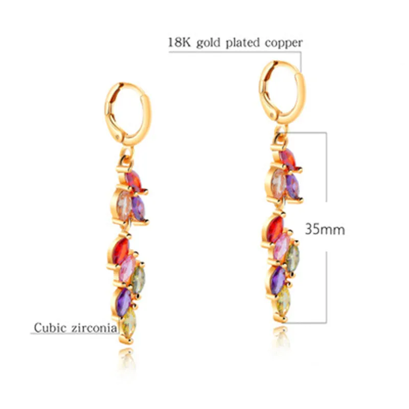 Fringed Eearrings Simple Copper Plated Earrings With Zircon Stud Earrings