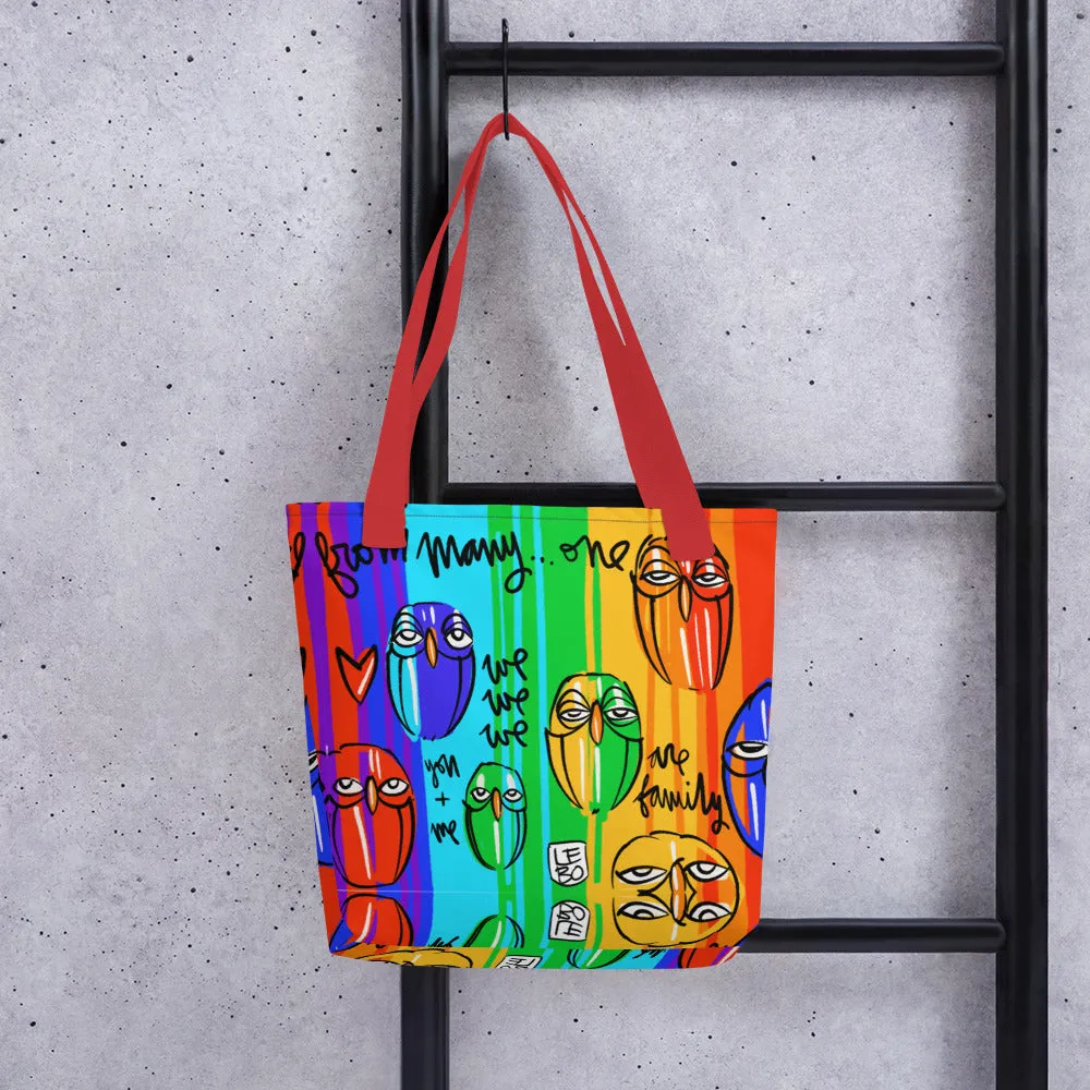 From Many One, We are Family - Rainbow Collection - Lebo Tote Bag
