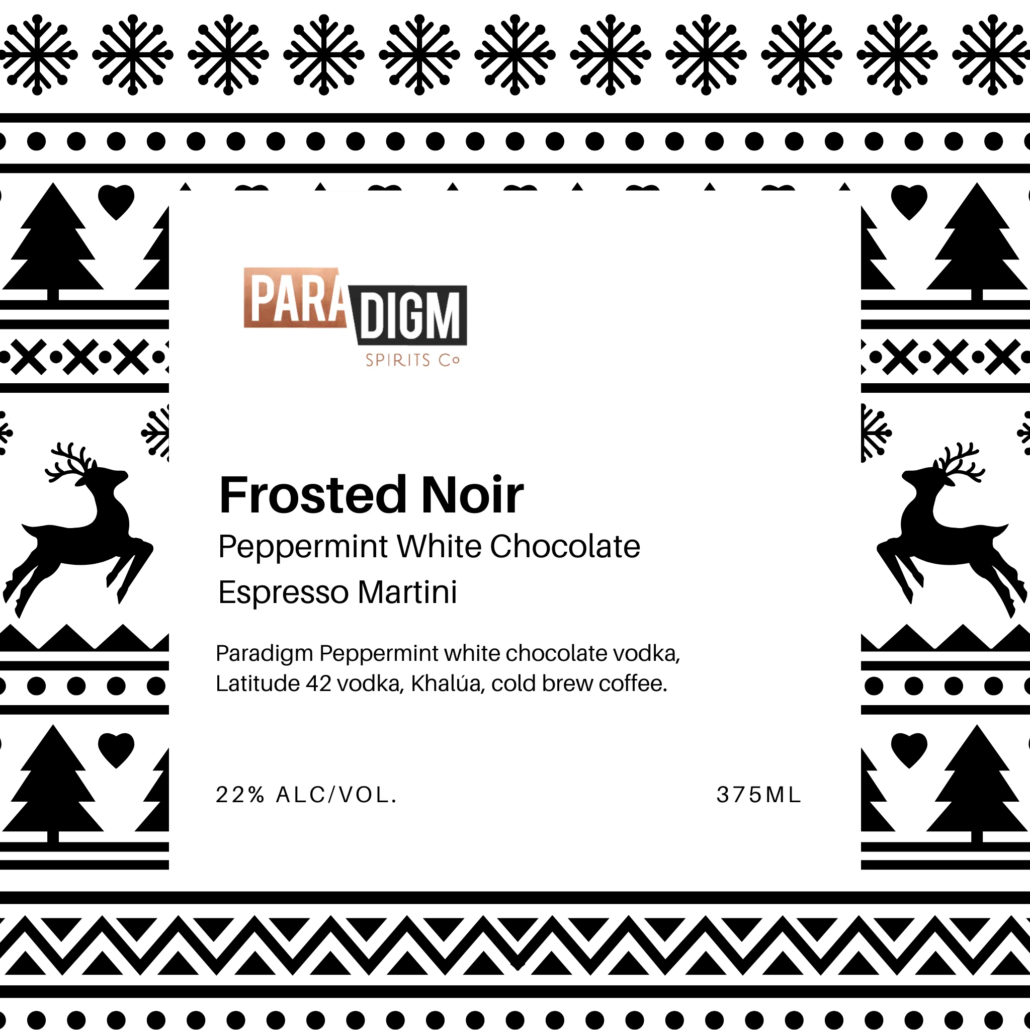 Frosted Noir: Peppermint White Chocolate Espresso Martini Cocktail - 375ml
