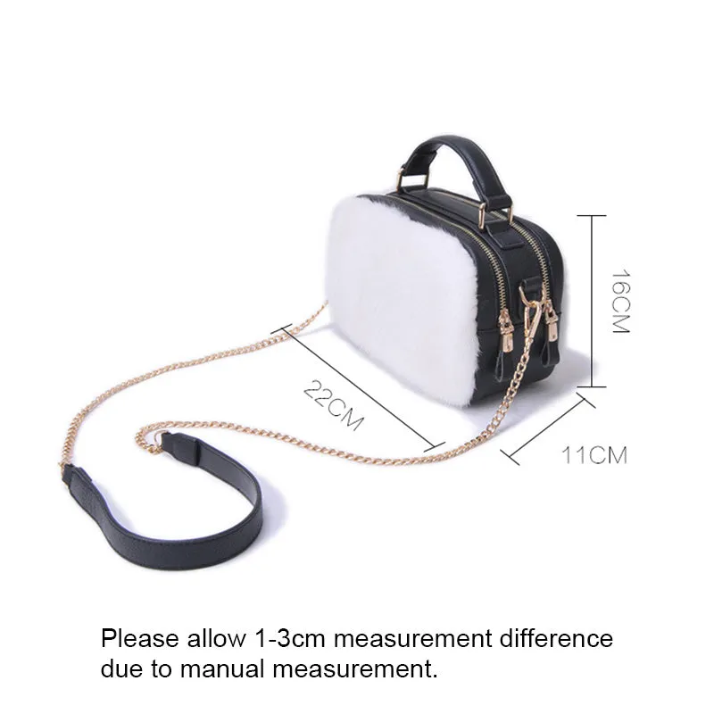 Genuine Mink Fur Single Shoulder Messenger Bag for Ladies Fashion Designer Bag 7997