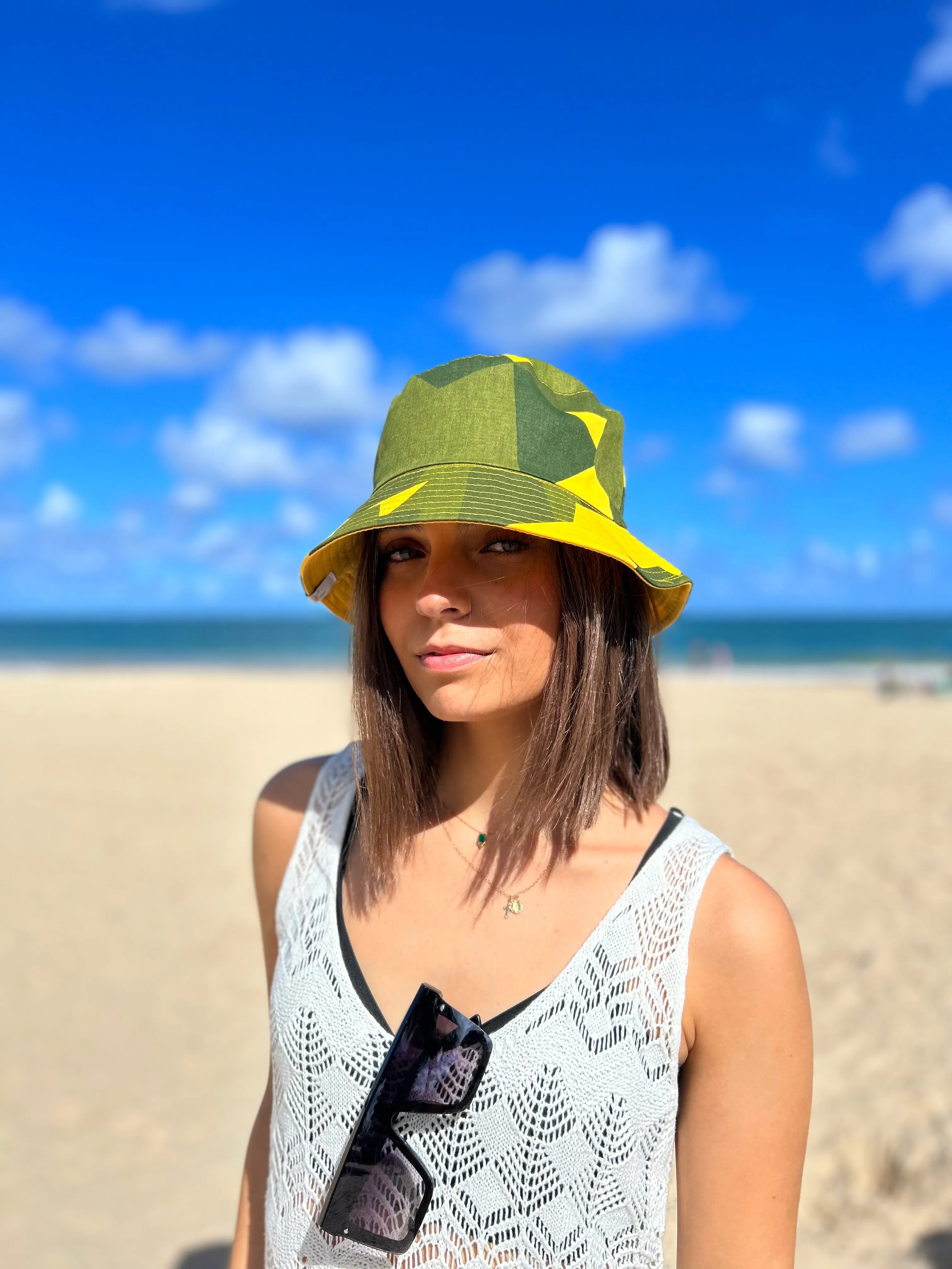 GEO GREEN BUCKET HAT