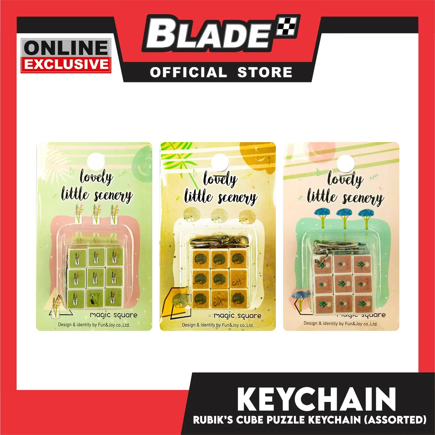 Gifts Keychain Rubik's Puzzle Cube 17033 (Assorted Designs and Colors)