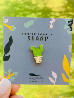 Gold Accented Cactus Enamel Pin
