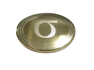 Gold Toned Etched Oval Greek Lowercase Letter Sigma Pendant Magnet