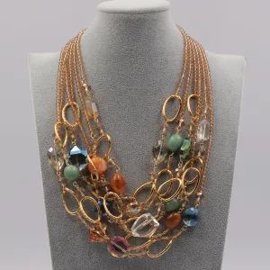 GuaiGuai Jewelry 6 Strands Multi color Gems Stone Agates Crystal Necklace