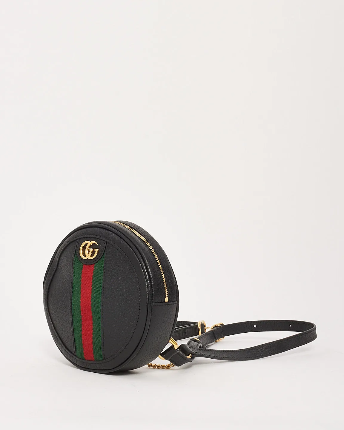Gucci Black Grained Calfskin Leather Web Mini Ophidia Backpack