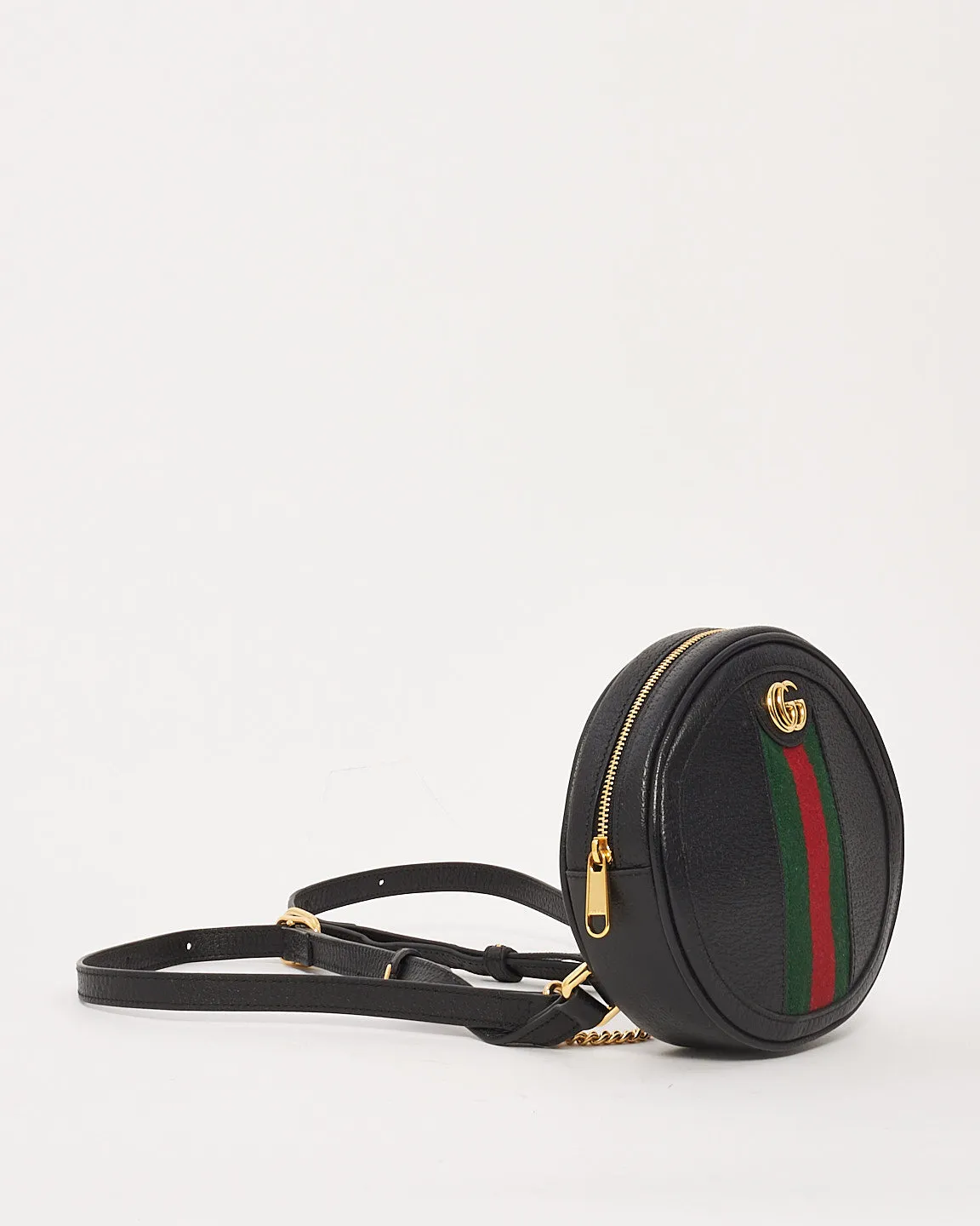 Gucci Black Grained Calfskin Leather Web Mini Ophidia Backpack