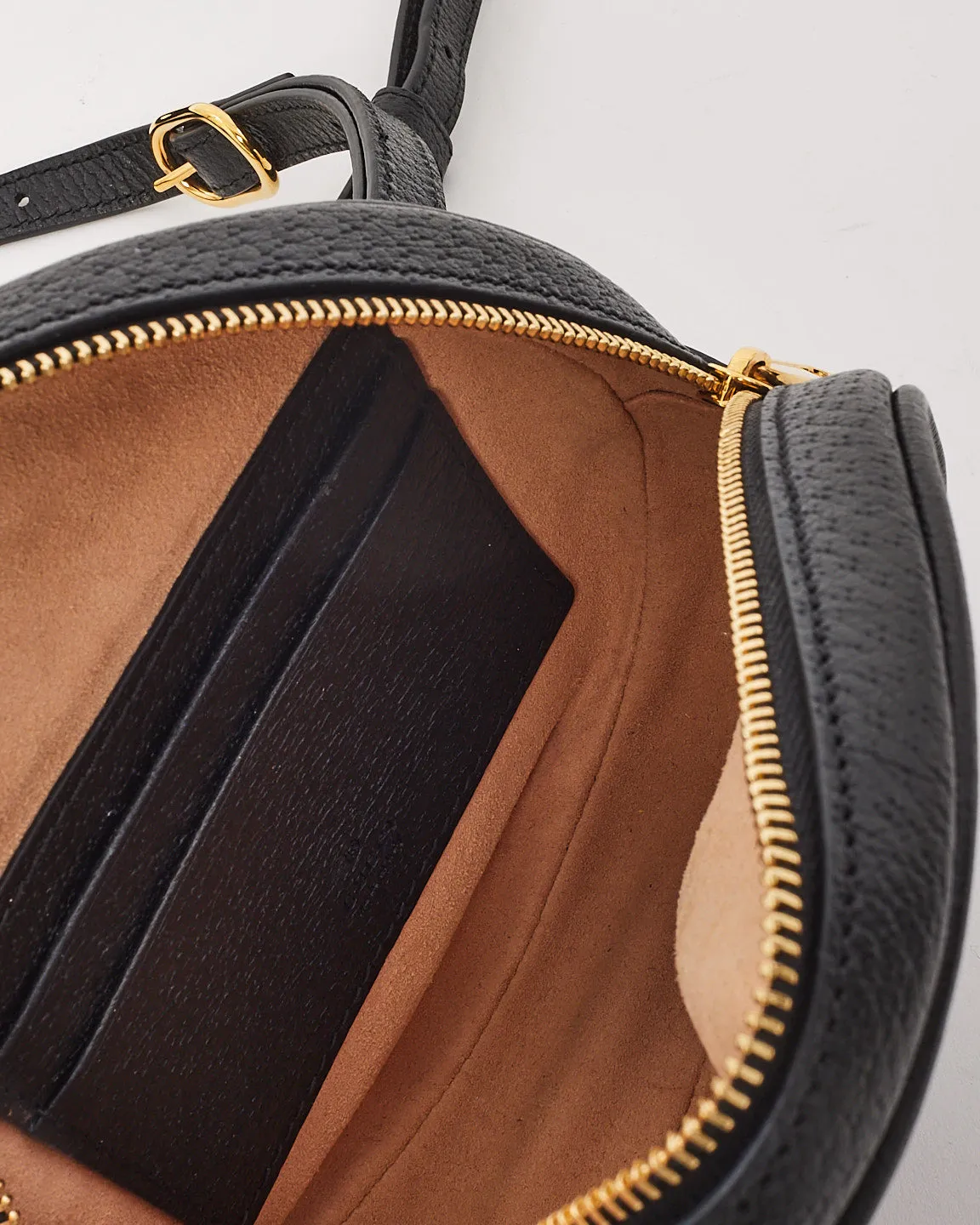 Gucci Black Grained Calfskin Leather Web Mini Ophidia Backpack