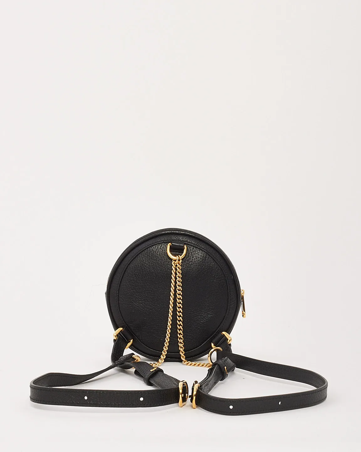 Gucci Black Grained Calfskin Leather Web Mini Ophidia Backpack