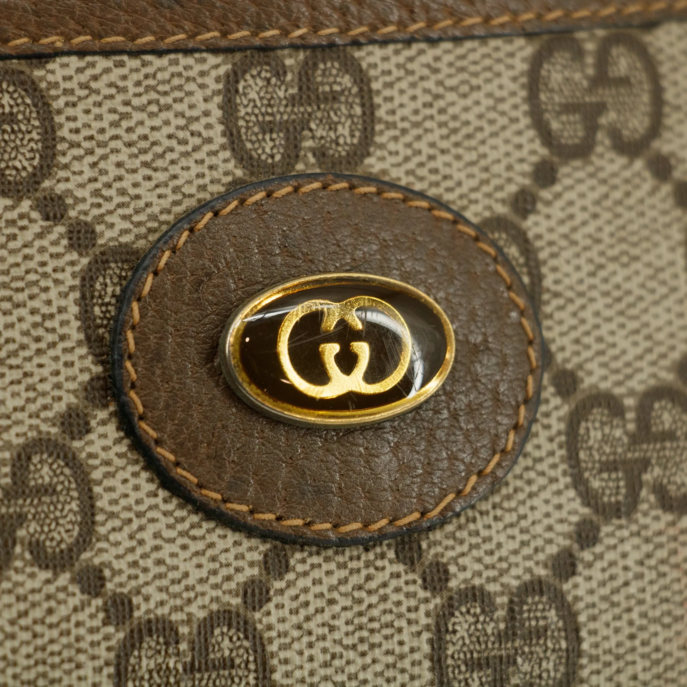 Gucci GG Canvas Coated Brown 2Way Interlocking Shoulder Bag #3198