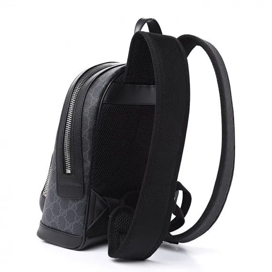Gucci GG Supreme Monogram Web Small Backpack in Black
