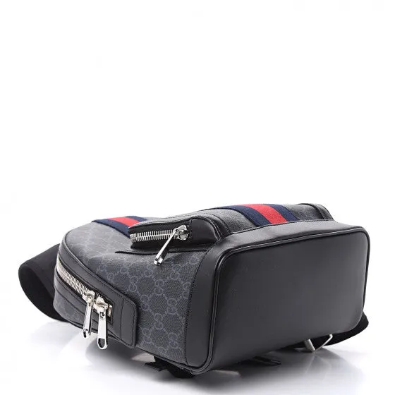 Gucci GG Supreme Monogram Web Small Backpack in Black