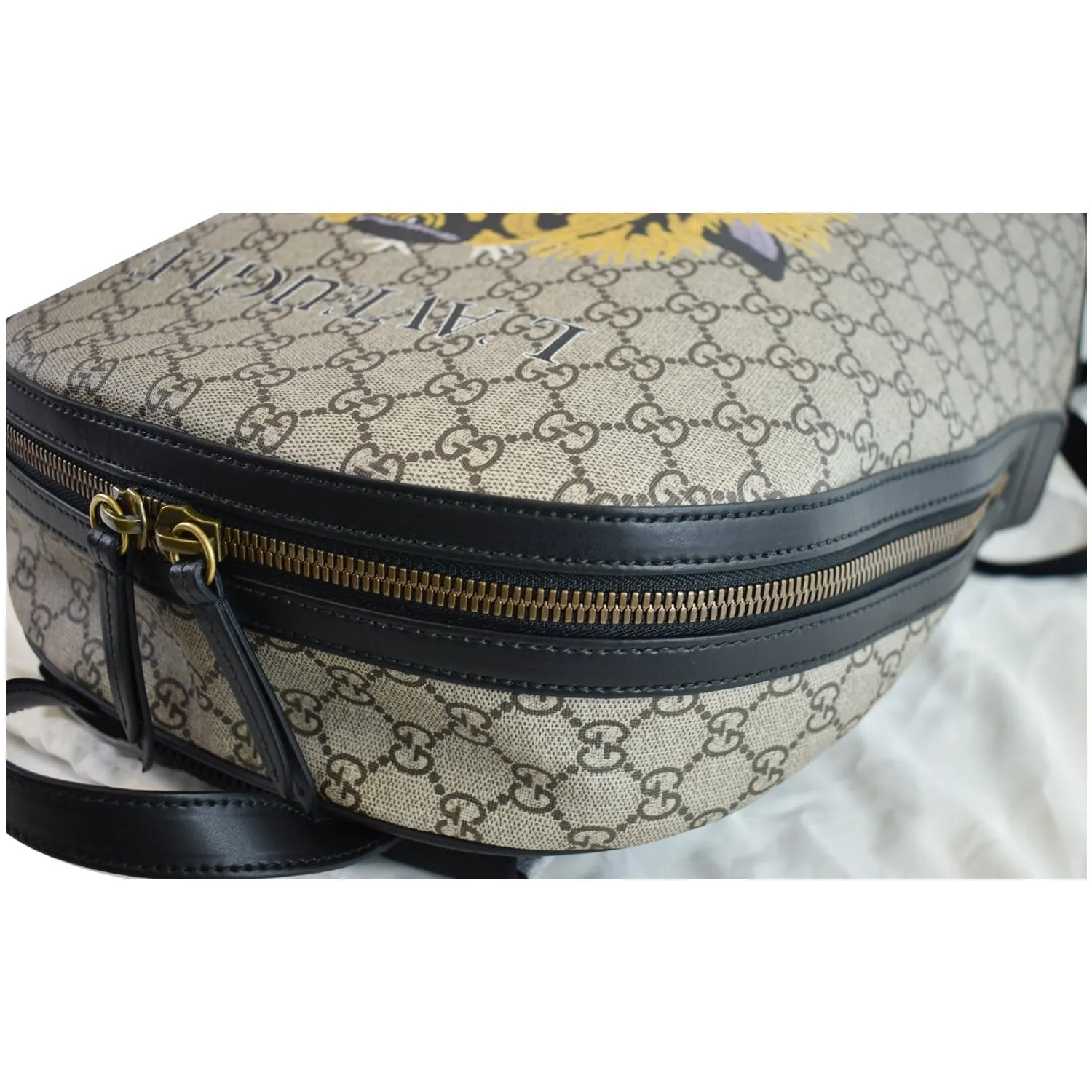 GUCCI L'Aveugle Par Amour Print GG Supreme Backpack Bag Beige 419584