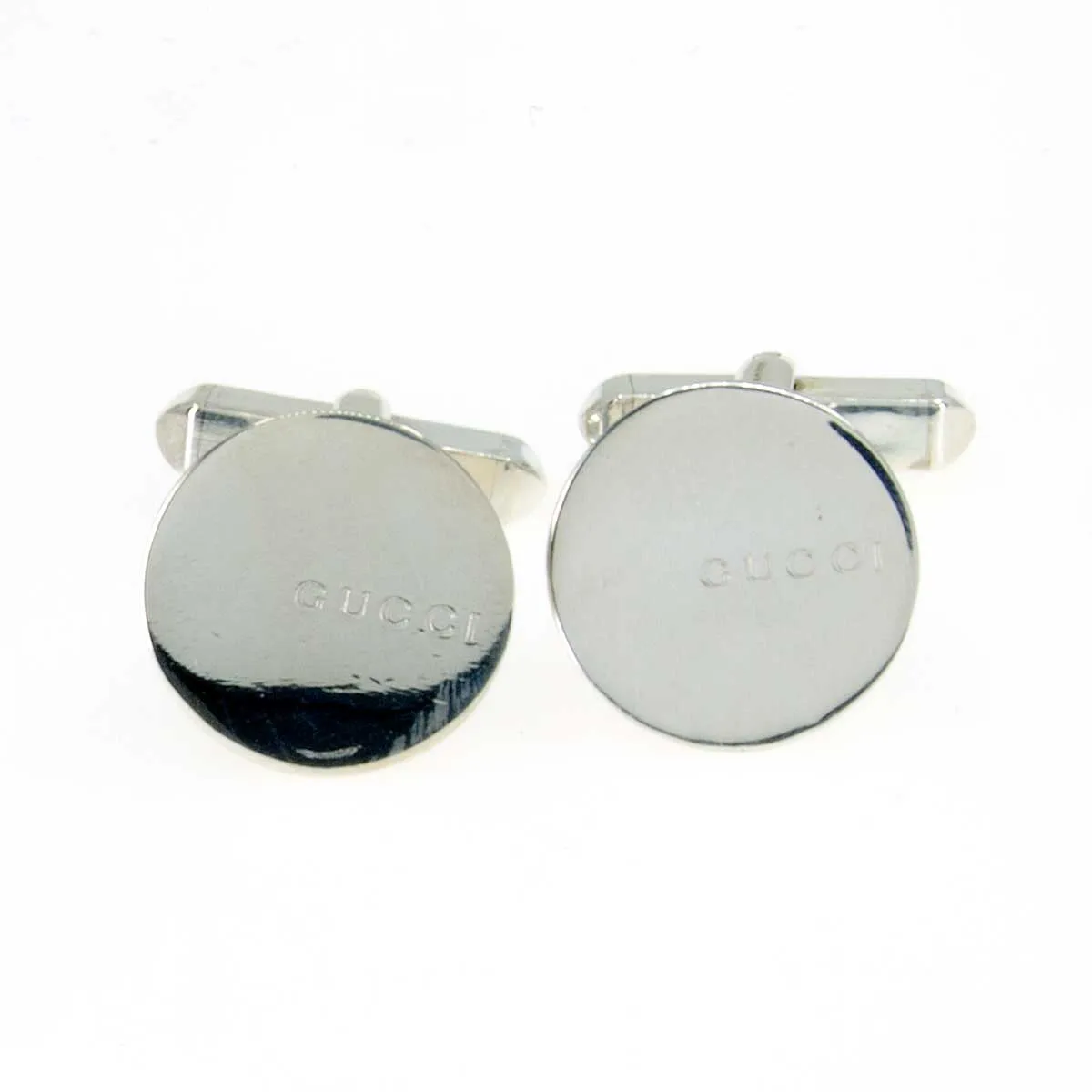 Gucci Logo Disc Cufflinks in Sterling Silver