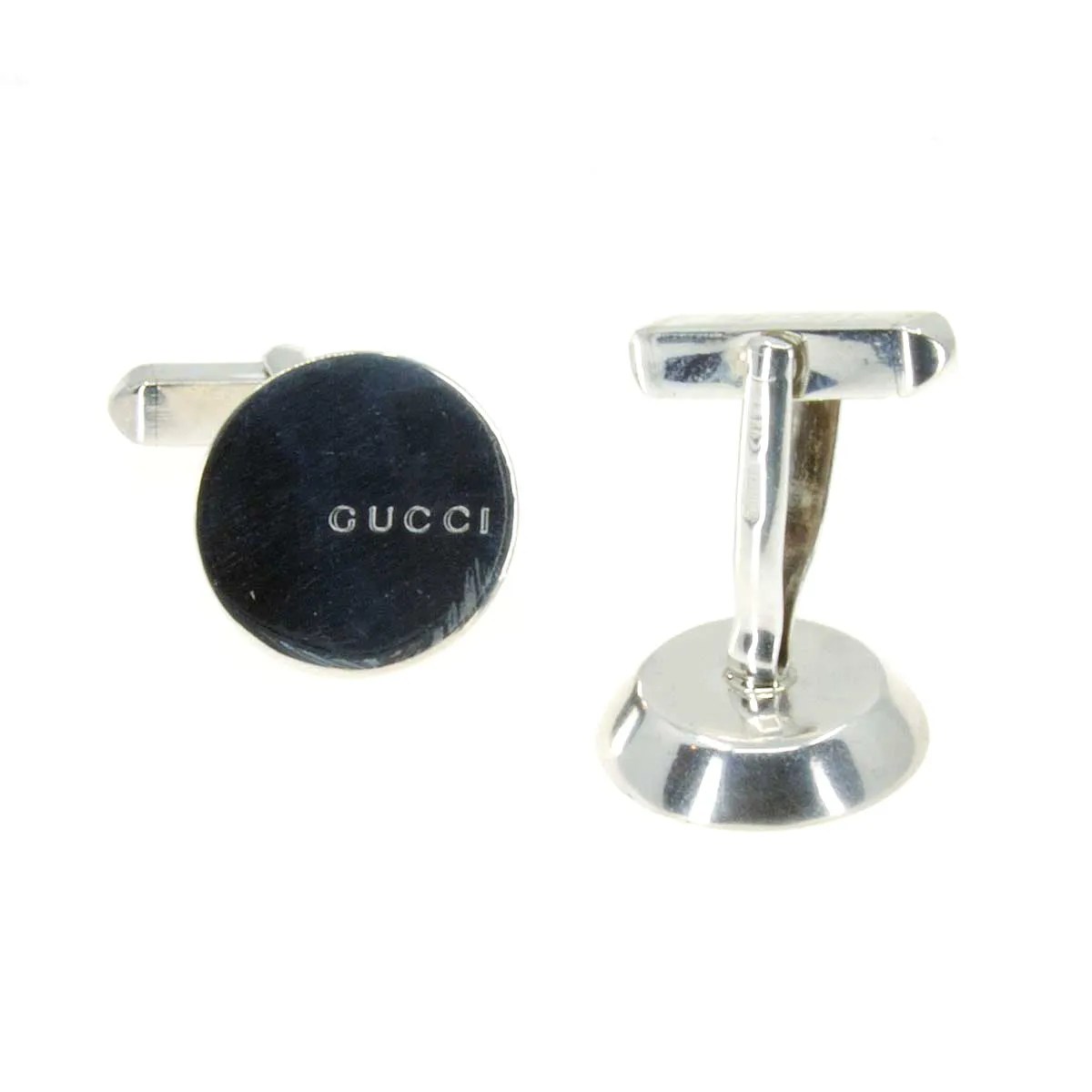 Gucci Logo Disc Cufflinks in Sterling Silver