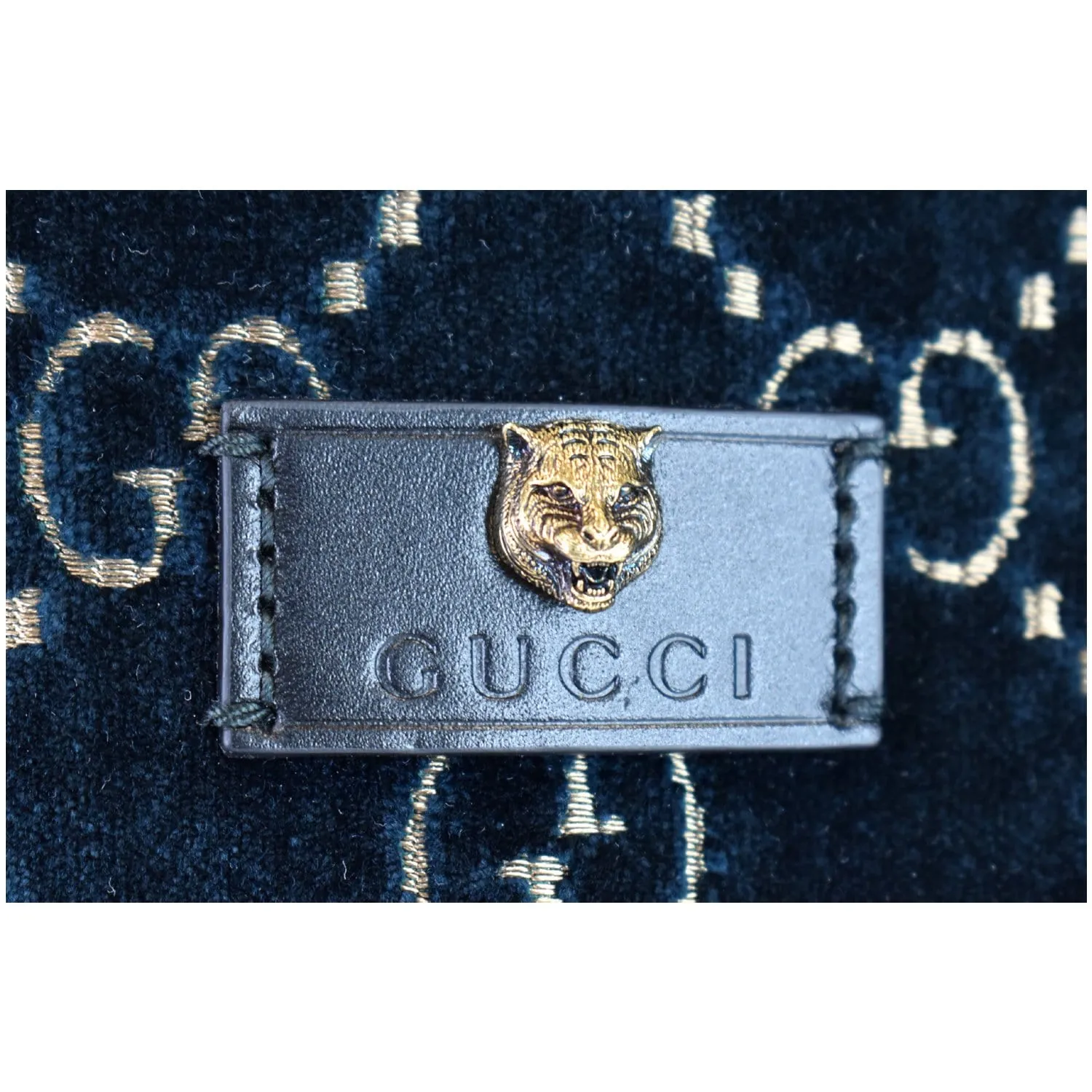 GUCCI Medium GG Monogram Velvet Classic Backpack Dark Blue 574923