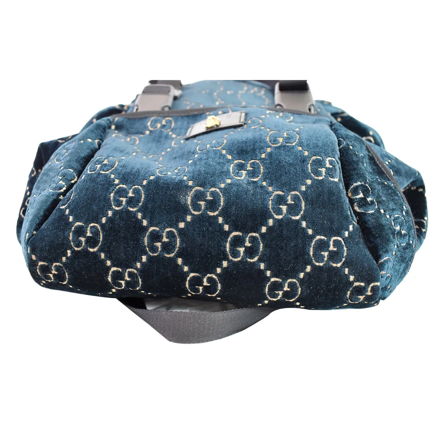 GUCCI Medium GG Monogram Velvet Classic Backpack Dark Blue 574923