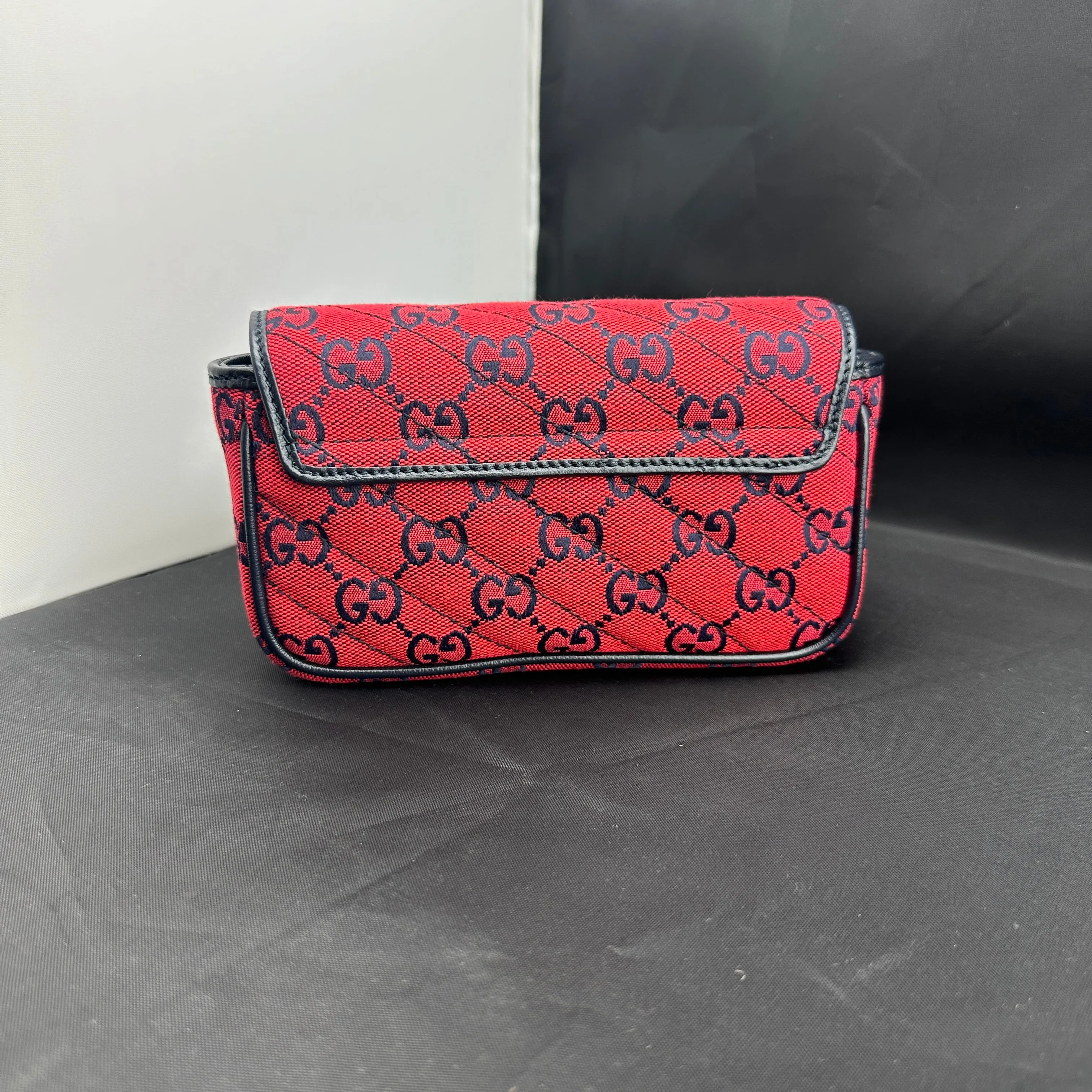 Gucci Monogram Multicolor Super Mini GG Marmont in Red with Floral Embroidery