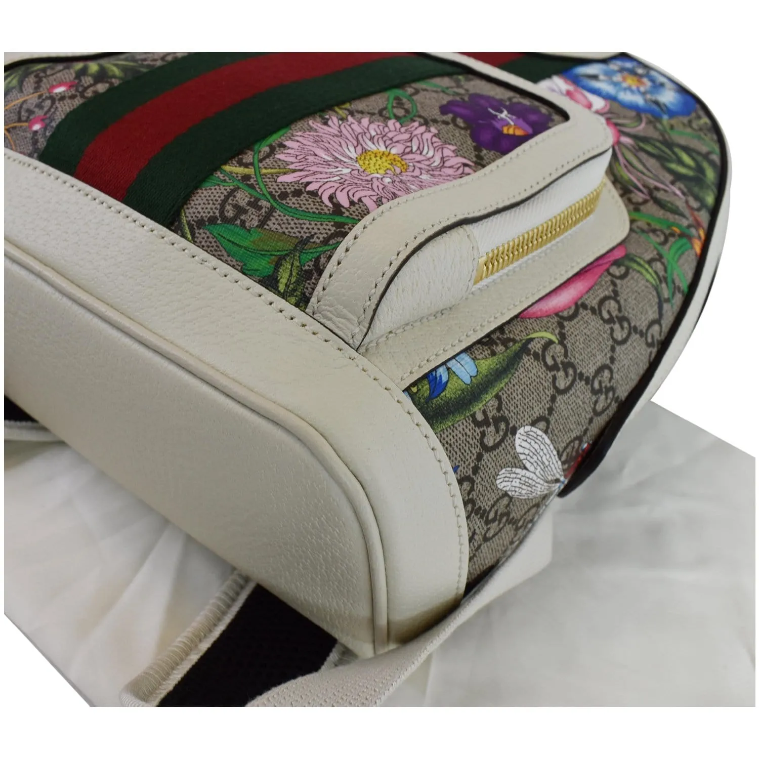 GUCCI Ophidia GG Flora Small Supreme Canvas Backpack Bag Beige 547965