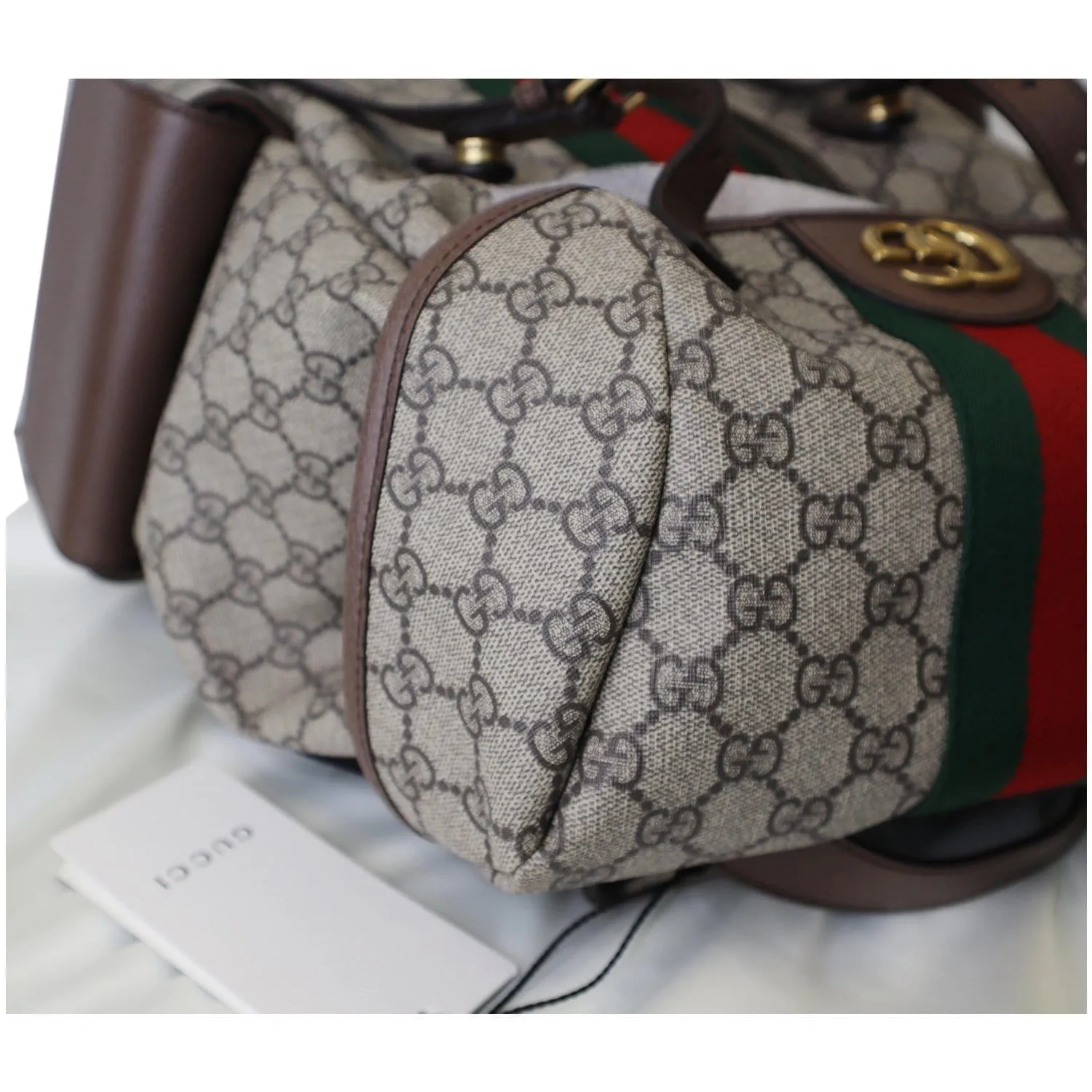 GUCCI Ophidia GG Medium Supreme Canvas Backpack Beige/Ebony 598140 - 15% OFF