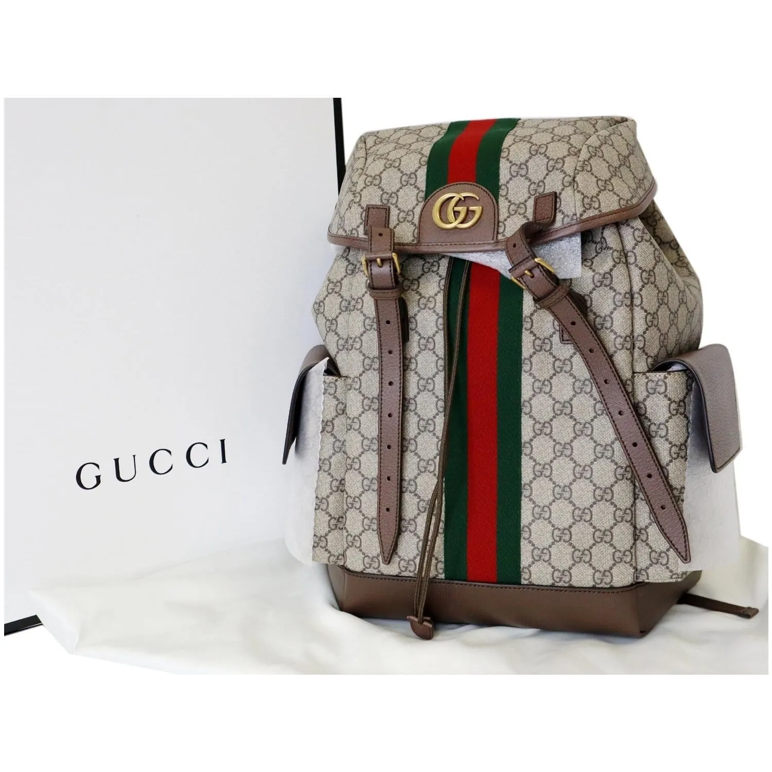 GUCCI Ophidia GG Medium Supreme Canvas Backpack Beige/Ebony 598140 - 15% OFF