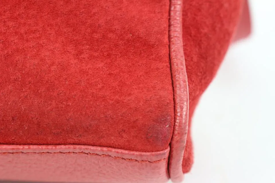 Gucci Red Suede Mini Bamboo Crossbody Bag 8g321s