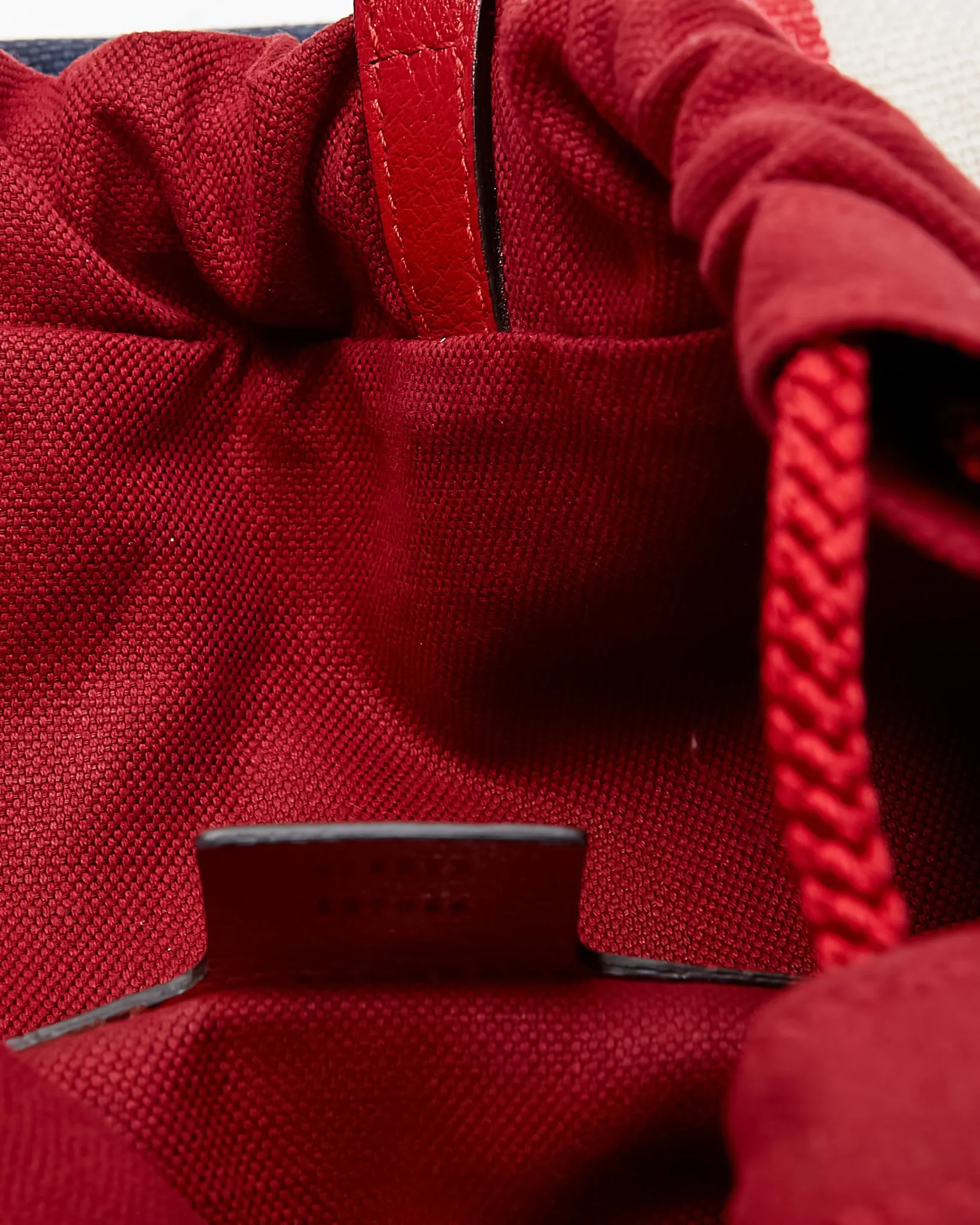 Gucci Red/Blue/White Sylvie Stripe Canvas Drawstring Backpack