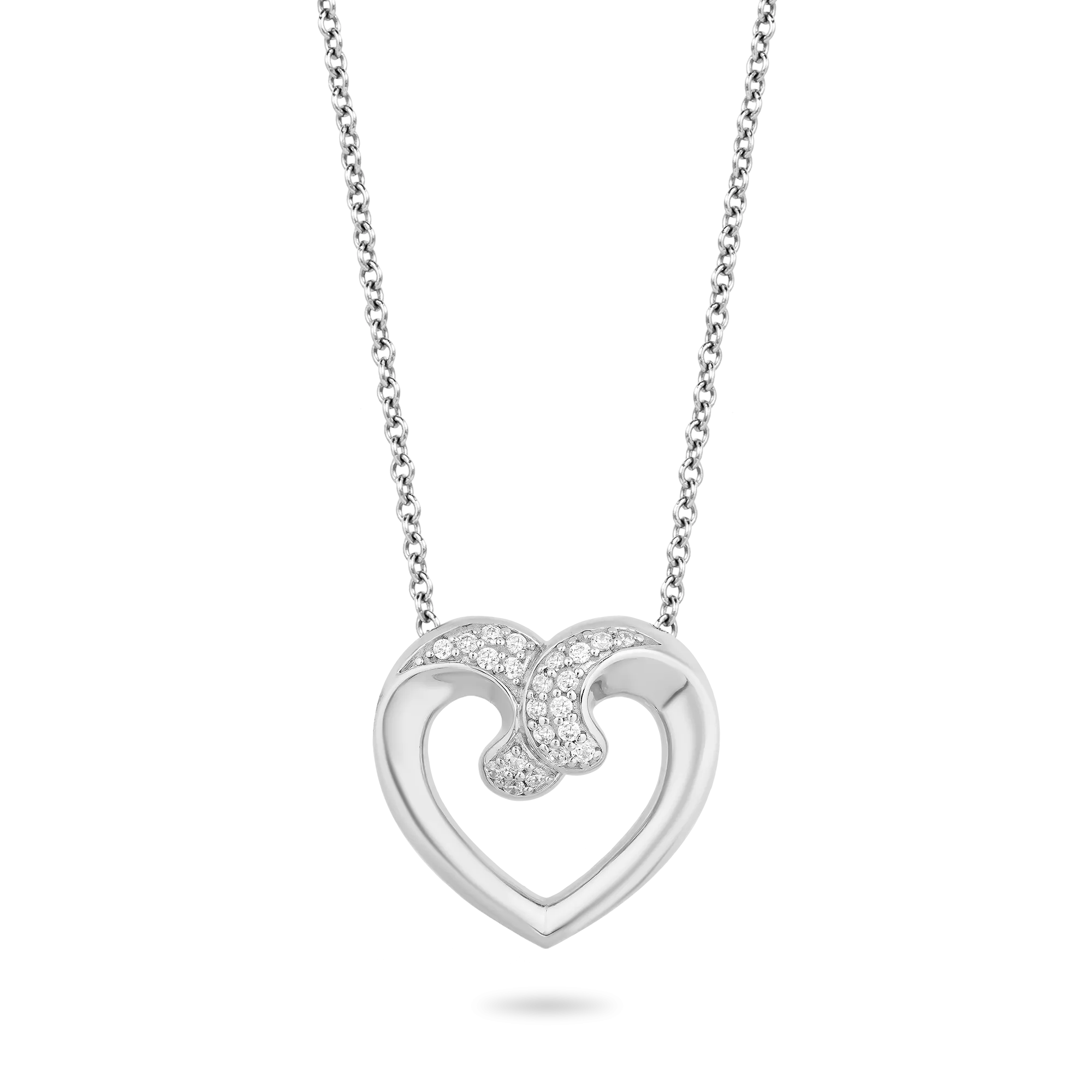 Hallmark Fine Jewelry Hugging Heart Pendant in Sterling Silver with 1/6 Cttw of Diamonds